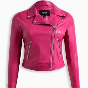 Torrid Hot Pink Faux Leather Moto Jacket Size 00